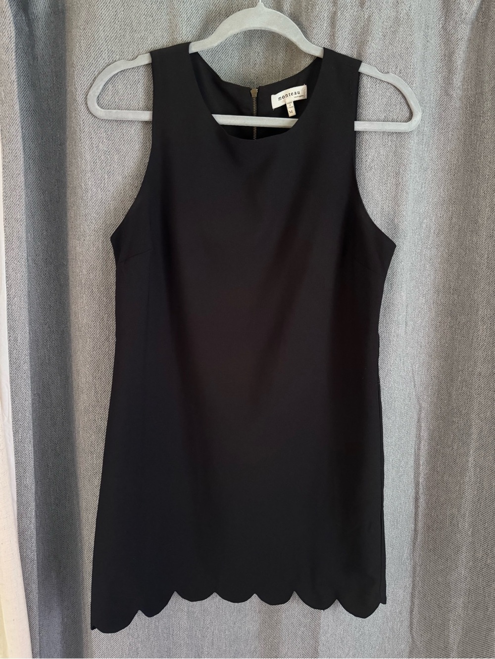 Monteau Black Sleeveless Scallop-Hem Mini Dress